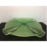 ART DECO Stolzle Uranium Glass Footed Cake Plate | 25 cm Diameter