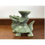 Carved Green Soapstone Turtle Dragon Ornament