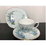 VINTAGE Colclough Blue Tea Cup Trio | Forget-me-not Flowers