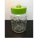 RETRO Bubble Dimple Glass Jar with Green Bubble Lid | 17 cm Tall 