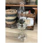 VINTAGE Crown Crystal Glass Oil Kerosene Lamp | Greek Key Pattern 