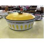 RETRO Cathrinholm Yellow On White Casserole Dish 
