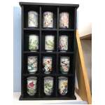 1981 Franklin Porcelain Tea Cups of the Twelve Months of the Year x 12 w Display | Flowers