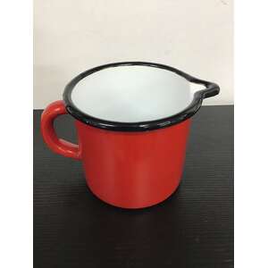 Red & White Enamel Jug - 10 cm Tall 
