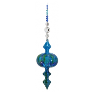 Blue Beaded Blown Glass Painted Bauble - Made In WA - Double Point 