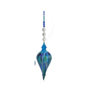 Blue Beaded Blown Glass Painted Bauble - Made In WA - Pointed