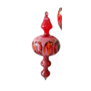 Red Blown Glass Painted Bauble - Made In WA - Double Point 