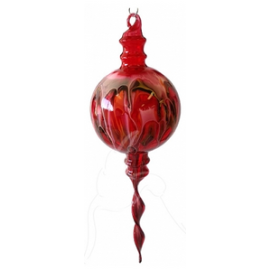Blown Glass Painted Baubles - Made In WA - Red Long