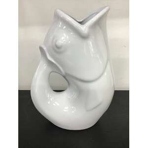 Large GurglePot Gurgle Pot Fish White Jug - 25 cm Tall 