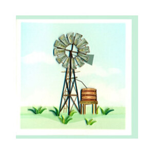 Outback Windmill Greeting Card -Handmade Quilling - Blank