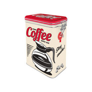 Clip Top Coffee Storage Tin - Strong Coffee Served Here - Nostalgic Art