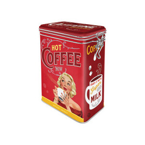 Coffee Storage Tin - Caffeine Addicted - Clip Top - Retro