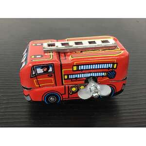 Miniature Fire Truck Wind Up Tin Toy - Collectable Retro