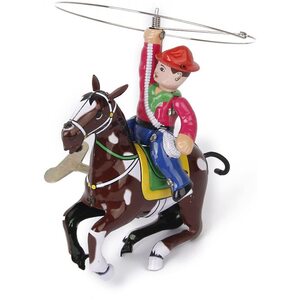 Wind Up Tin Toy - Cowboy With Whip & Horse