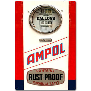 Ampol Vintage Wayne Petrol Bowser - Retro Tin Sign - 20 x 30 cm