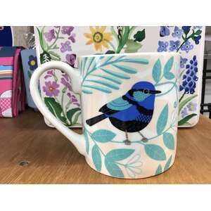 Blue Wren Ceramic Mug | 325 ml | Microwave & Dishwasher Safe | Australian Design