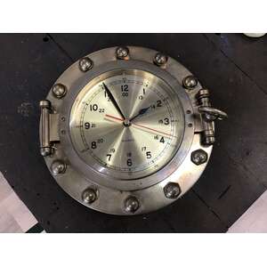 VINTAGE Style Brass Porthole Clock w Quartz Movement 