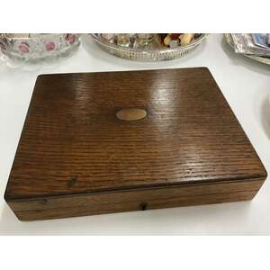 Antique Mappin & Webb Cutlery Box - Wood & Brass - Empty No Key