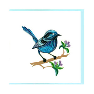 Blue Wren Greeting Card - Handmade Quilling - Blank