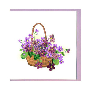 Floral Basket Greeting Card - Handmade Quilling - Blank