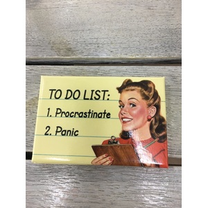 To Do List, Procrastinate, Panic - Funny Fridge Magnet - Retro Humour