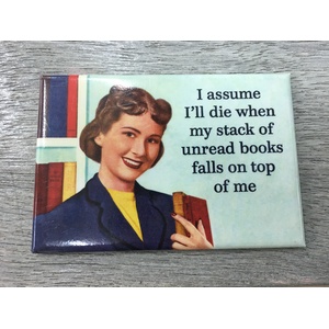 Unread Books - Funny Fridge Magnet - Retro Humour