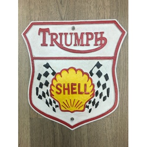 Cast Iron Triumph Shell Shield Sign