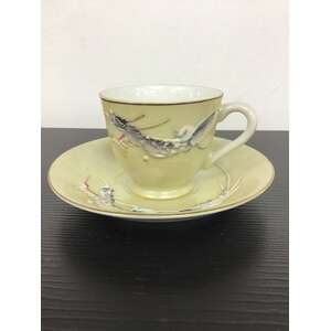 VINTAGE Dragonware Moriage Lithophane Tea Cup & Saucer - Geisha - Lustre Ware 