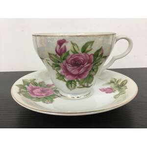 VINTAGE Fine China Tea Cup & Saucer - Japan - Lustreware - Pink Rose 