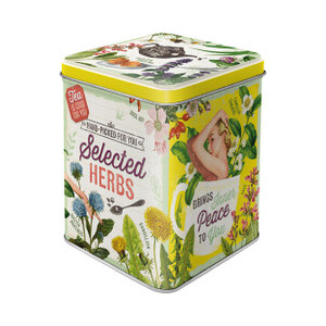 Embossed Tea Tin - Hinged Lid - Selected Herbal Tea 