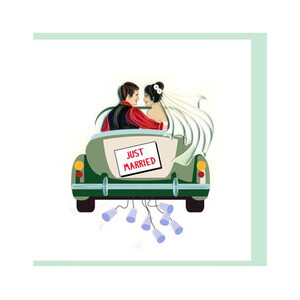 Just Married Wedding - Blank Greetings Card - Quilling