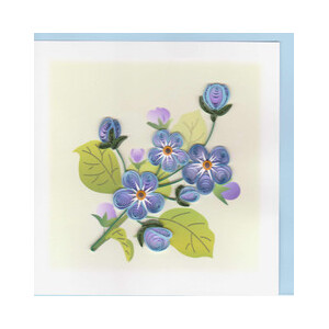 Blue Flowers - Blank Greetings Card - Quilling
