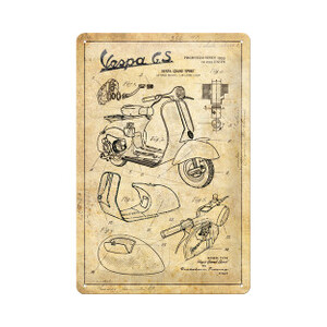 Vespa Parts Sketch -  Medium Tin Sign - Nostalgic Art