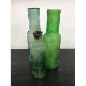 VINTAGE Green Bottles - Lot of 3 