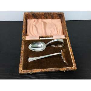 VINTAGE Angora Silver Plated Baby Cutlery in Original Box
