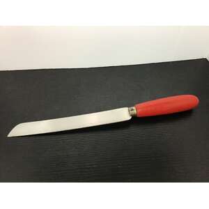 VINTAGE Sheffield Serrated Edge Bread Knife Red Wooden Handle