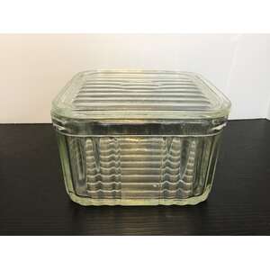 VINTAGE Depression Glass Refrigerator Box | Cheese Butter | Square
