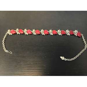 VINTAGE Silver Leaf & Red Berry Necklace | Numbered 306