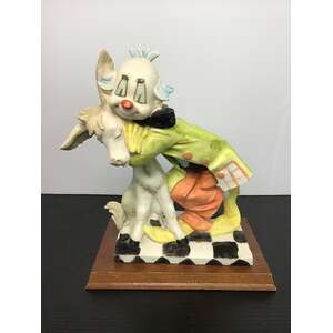 VINTAGE Clown Hugging Donkey Ornament | 20 cm