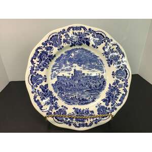 VINTAGE Unicorn Tableware England Blue & White Plate | 22.5 cm