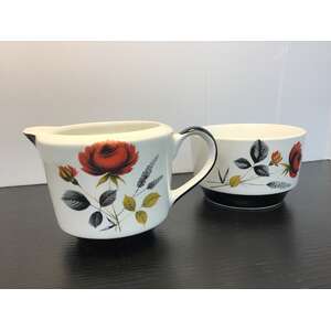 VINTAGE Jug & Open Sugar Bowl | Red Rose | Made in England 