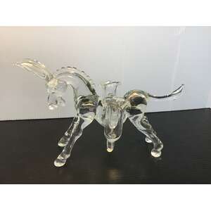 VINTAGE Hand Blown Glass Donkey Ornament | Clear | 10 cm Tall