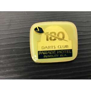 VINTAGE Parade Hotel Darts Club Bunbury 180 Rectangle Enamel Pin