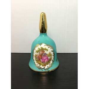 VINTAGE Limoges France Bell | Teal w Courting Couple