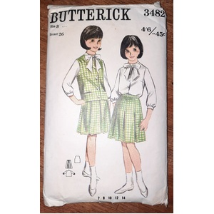 Butterick | Vintage Sewing Pattern | 3482 Girls Size 8 1960s 1970s
