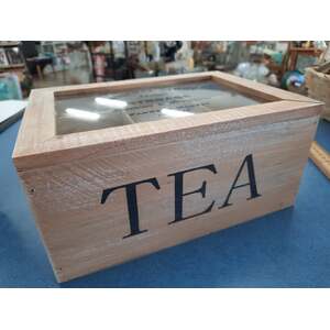 Wooden Tea Box - Compartments - Glass Lid