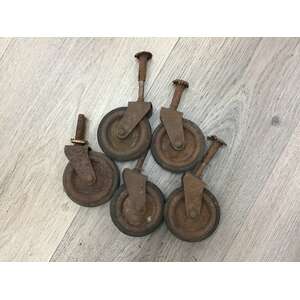 ANTIQUE Castors - Metal and Rubber - Lot of 5