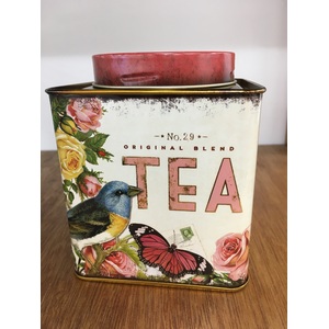 Tea Caddy Tin - Vintage Style - Screw Top Lid