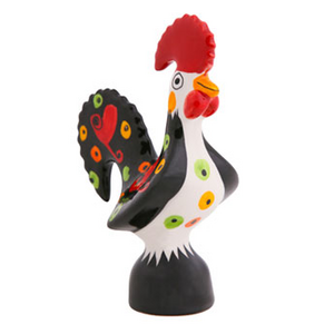 Black & White Rooster 130mm Ceramic | Portuguese | Rooster of Luck & Happiness