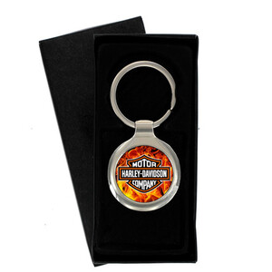 Harley Davidson Motorcycles - Flaming - Metal Keyring Keychain